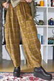 Heritage Needlecord Plaid Relaxed Barrel Pant Mucky Olive & Camel